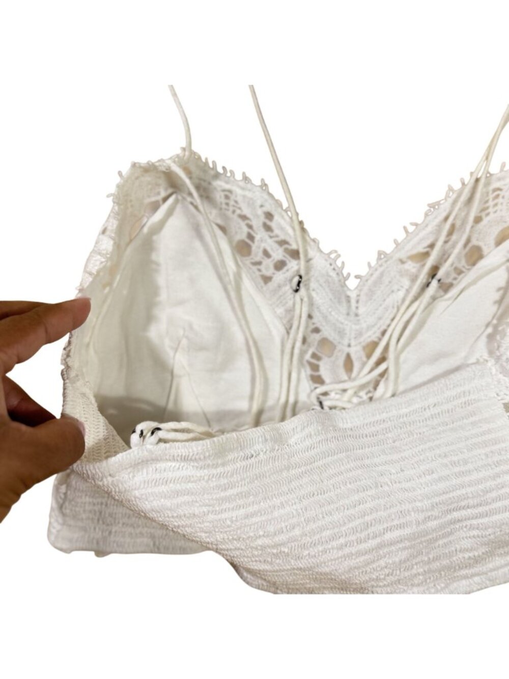 Free People FP One Women’s White Lace Crochet Bralette Cami Top Size Small - Picture 6 of 9